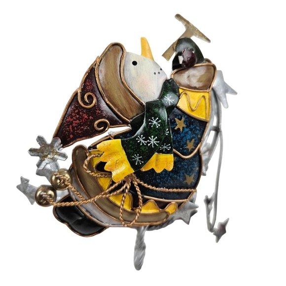 Tin Candle Holder Votive Snowman Horn Stars Twisted Metal Base Christmas Holiday - Picture 4 of 10